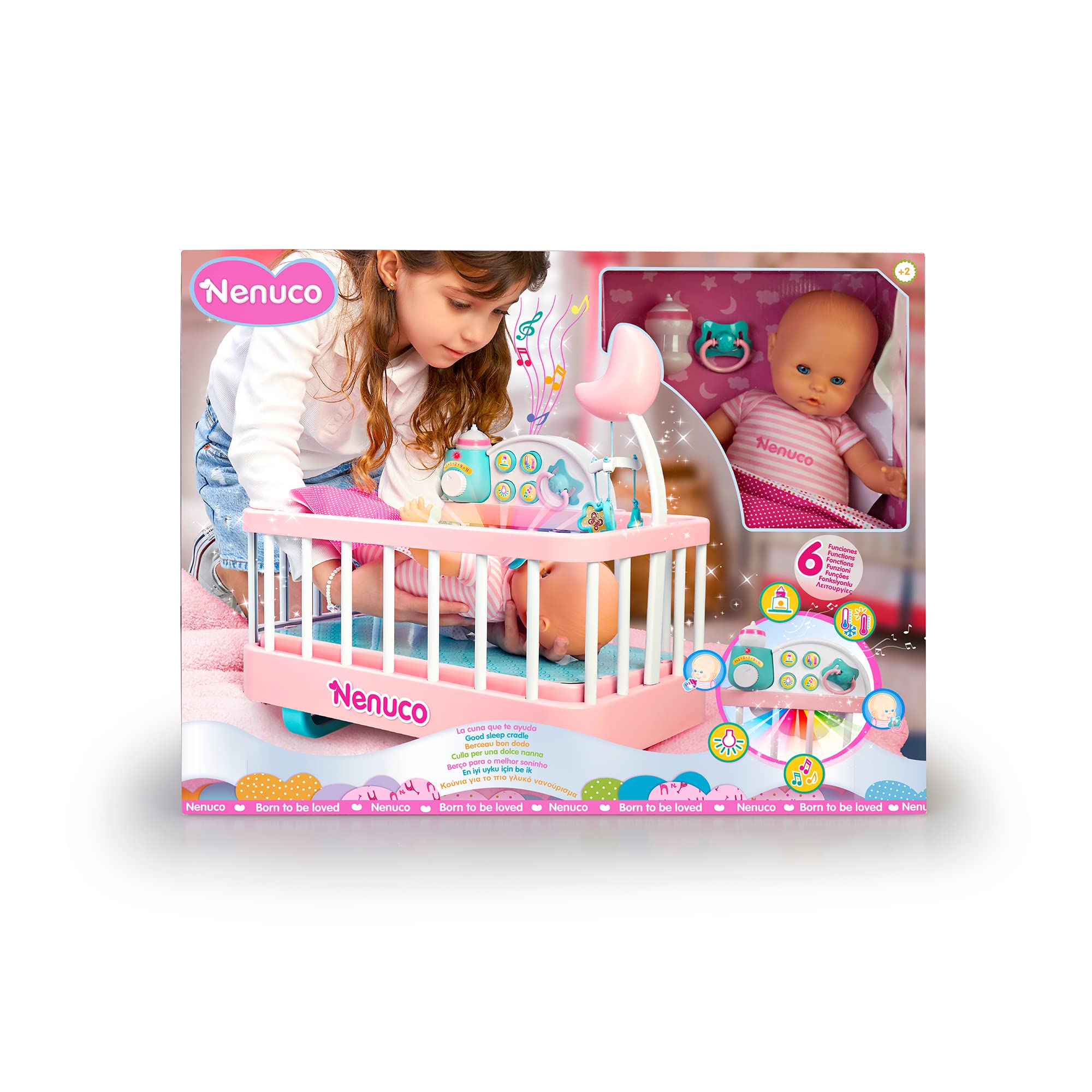Nenuco Culla Dolce Nanna bambola 35 cm con culla interattiva