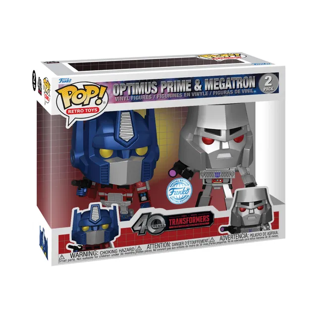 Funko Pop Transformers Optimus Prime Megatron 2 pack metallico