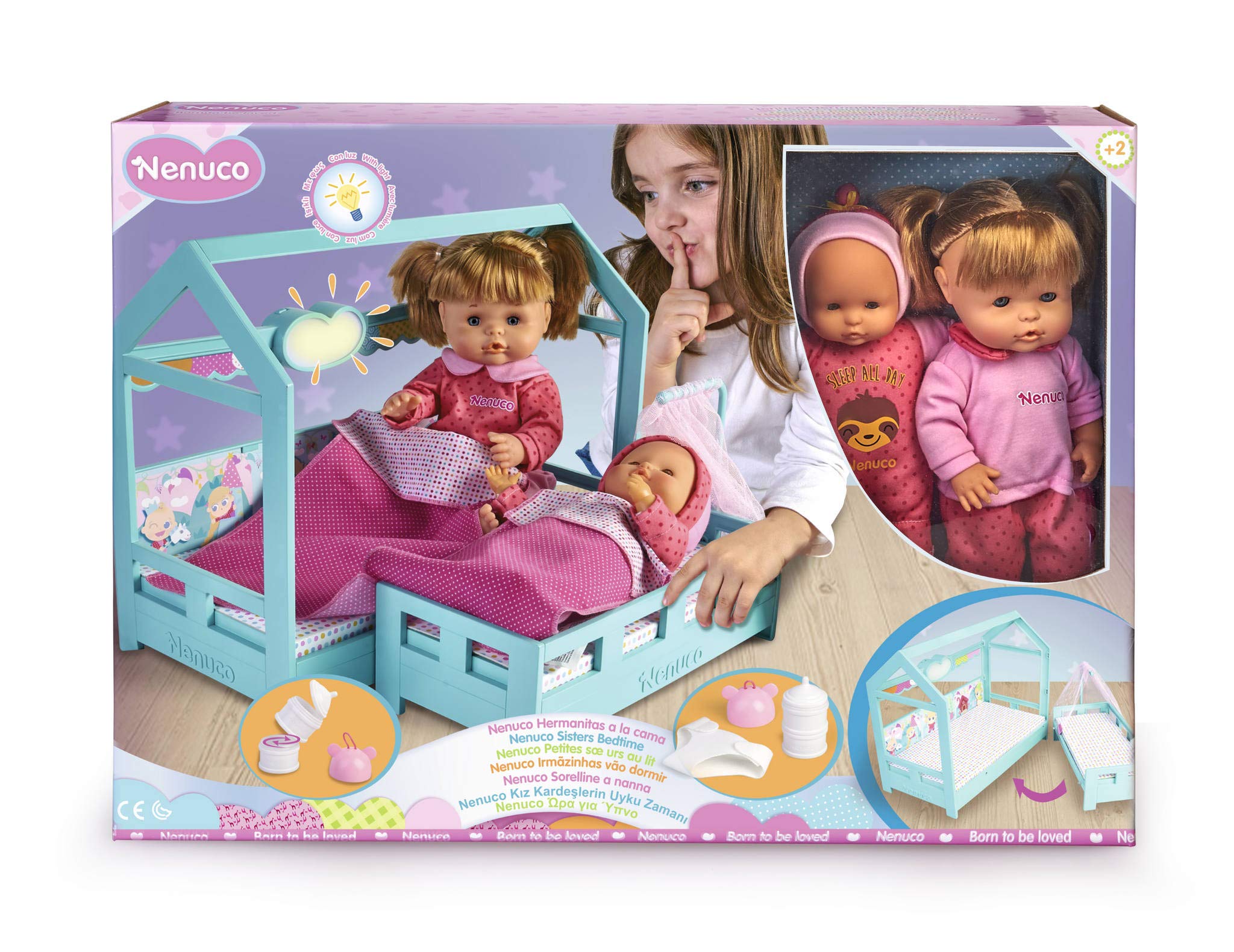 Nenuco Sorelline a Letto Cameretta 35 cm + 25 cm 2 Bambole