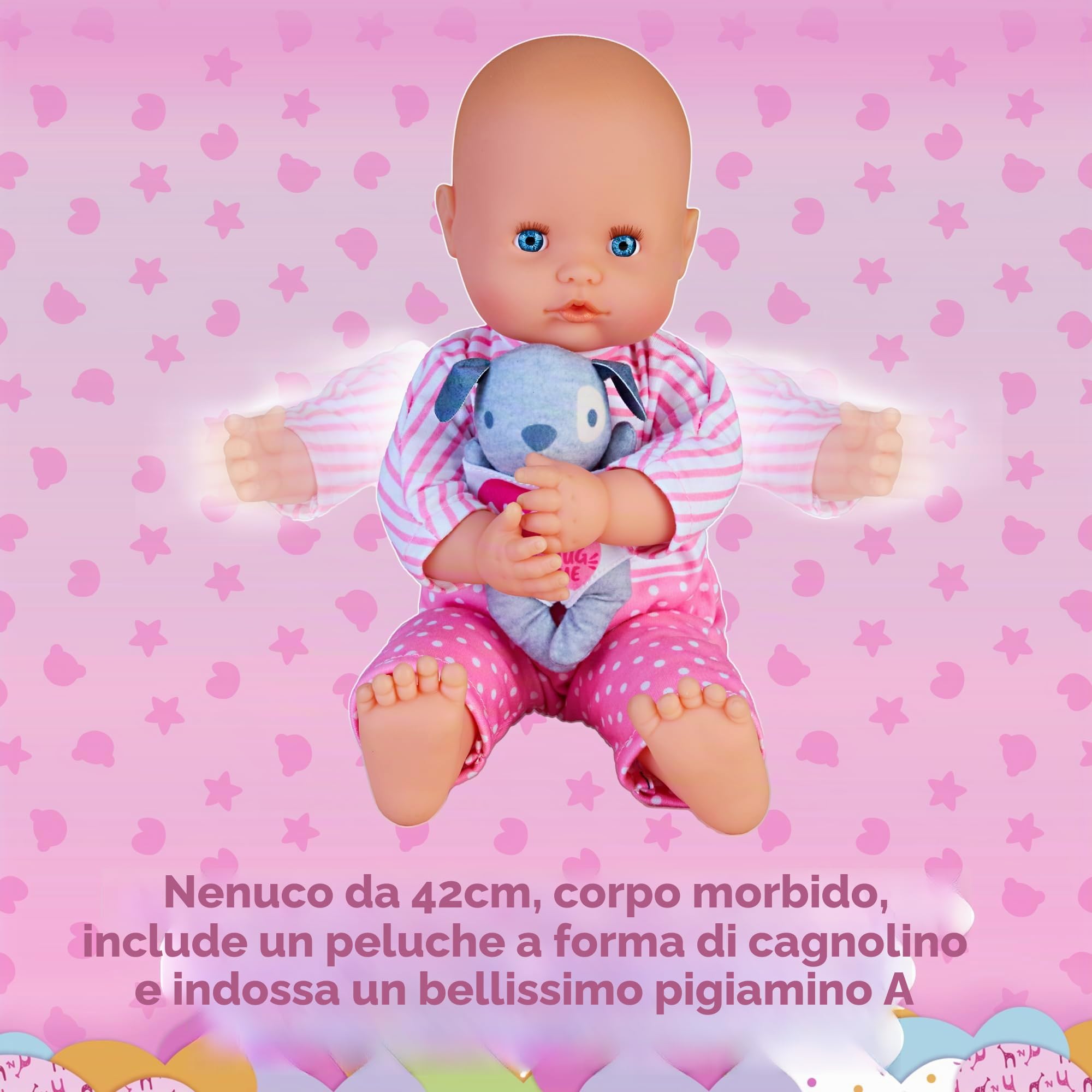 Nenuco Abbracciami bambola morbida 42 cm con cagnolino