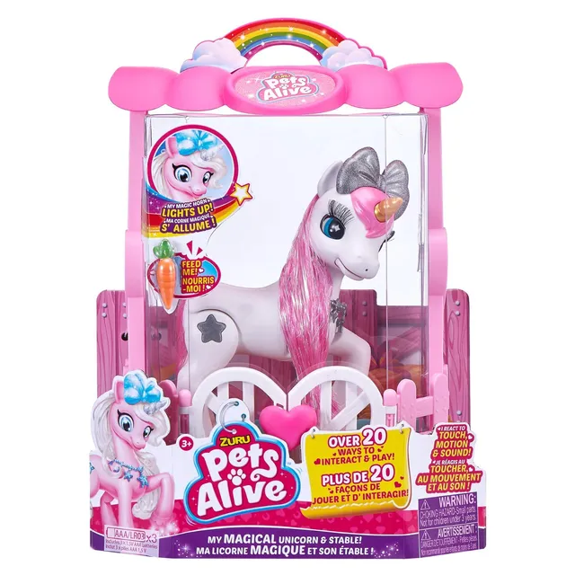 Pets Alive Unicorno peluche elettronico bianco rosa con luci