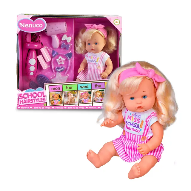 Nenuco School Hairstyle bambola 35 cm capelli biondi accessori