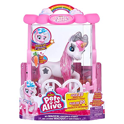 Pets Alive Unicorno peluche elettronico bianco rosa con luci