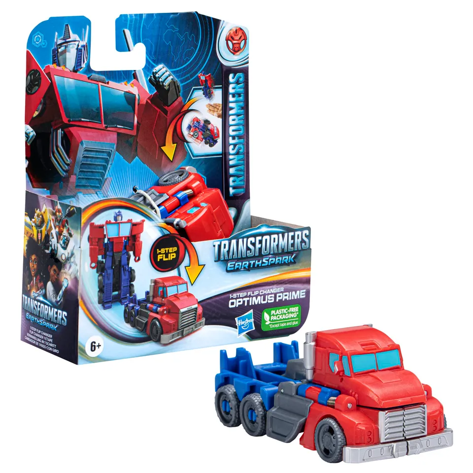 Transformers EarthSpark Optimus Prime action figure 10 cm lancio