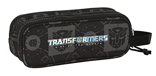 Transformers astuccio scuola doppio nero 21x6x8 cm