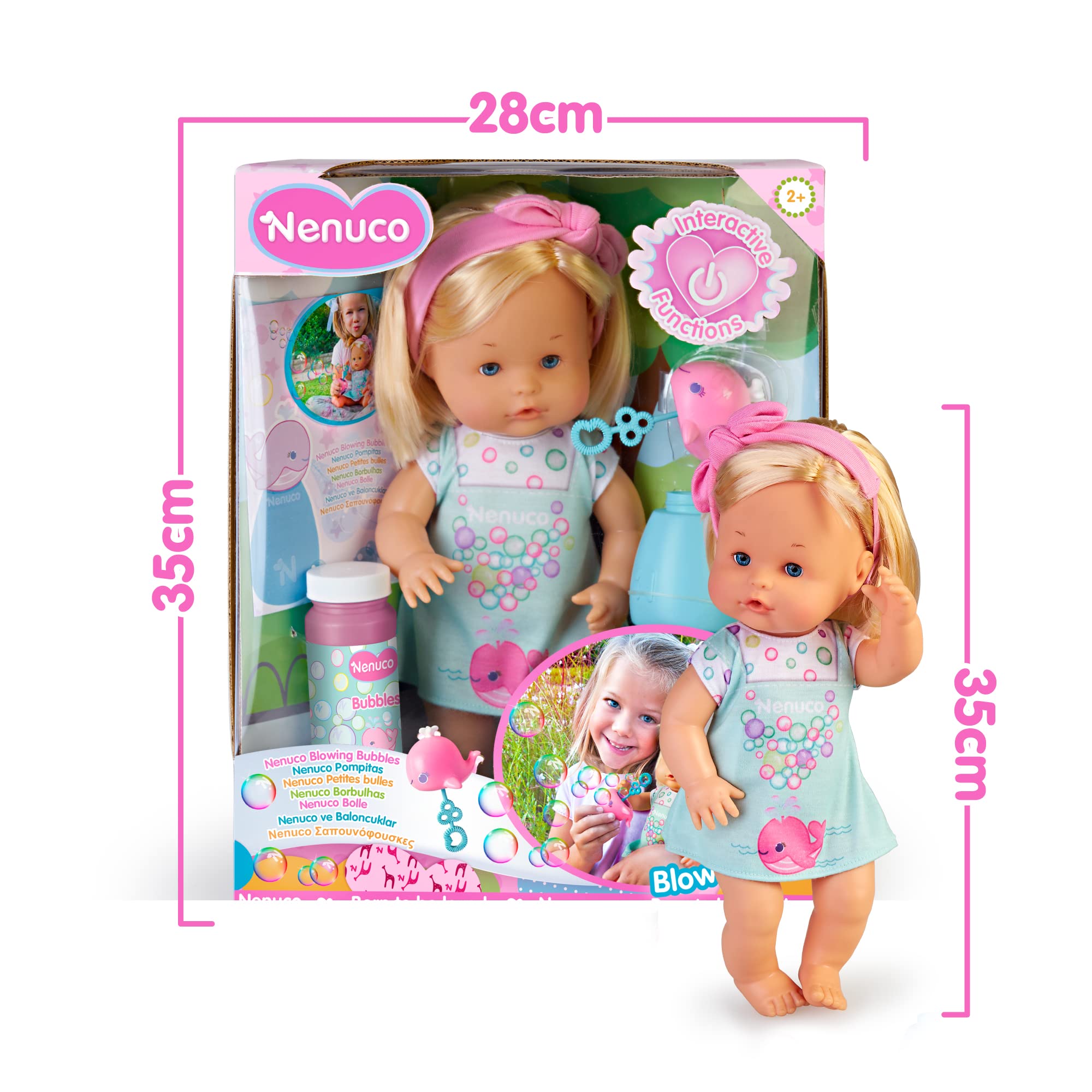 Nenuco Bolle bambola 35 cm capelli biondi fa bolle di sapone