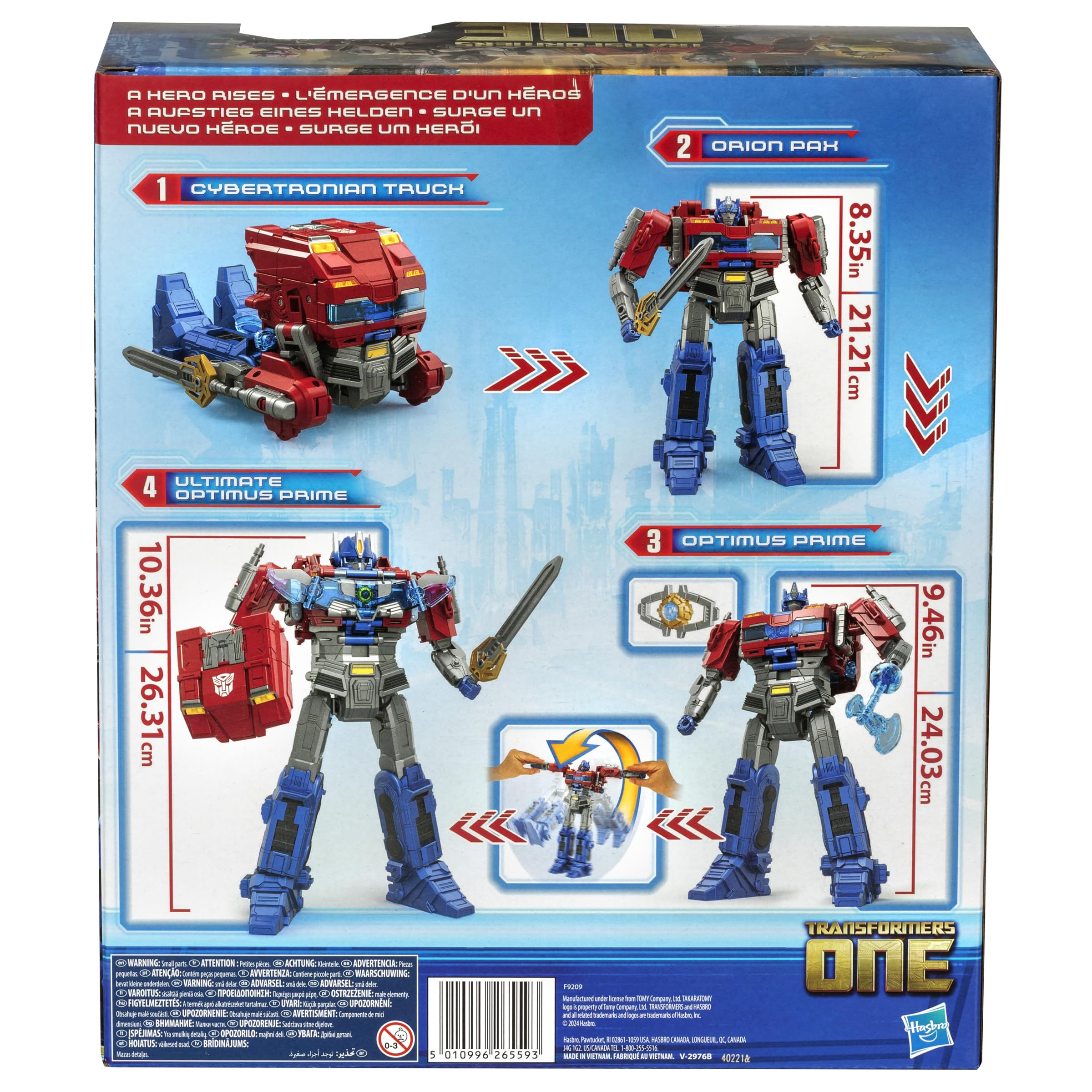 Transformers One Power Flip Optimus Prime action figure camion luci