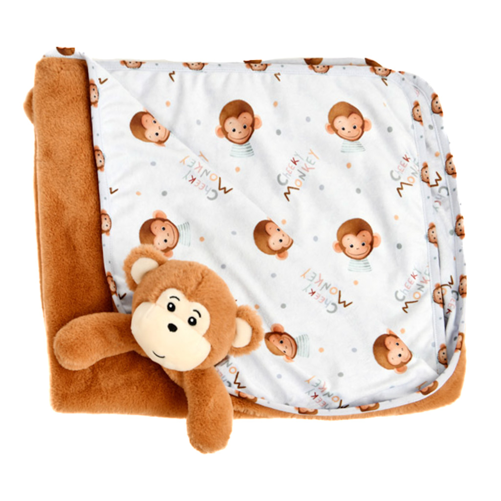 Cubbies Blankies Monkey Blanket Large doudou scimmia marrone