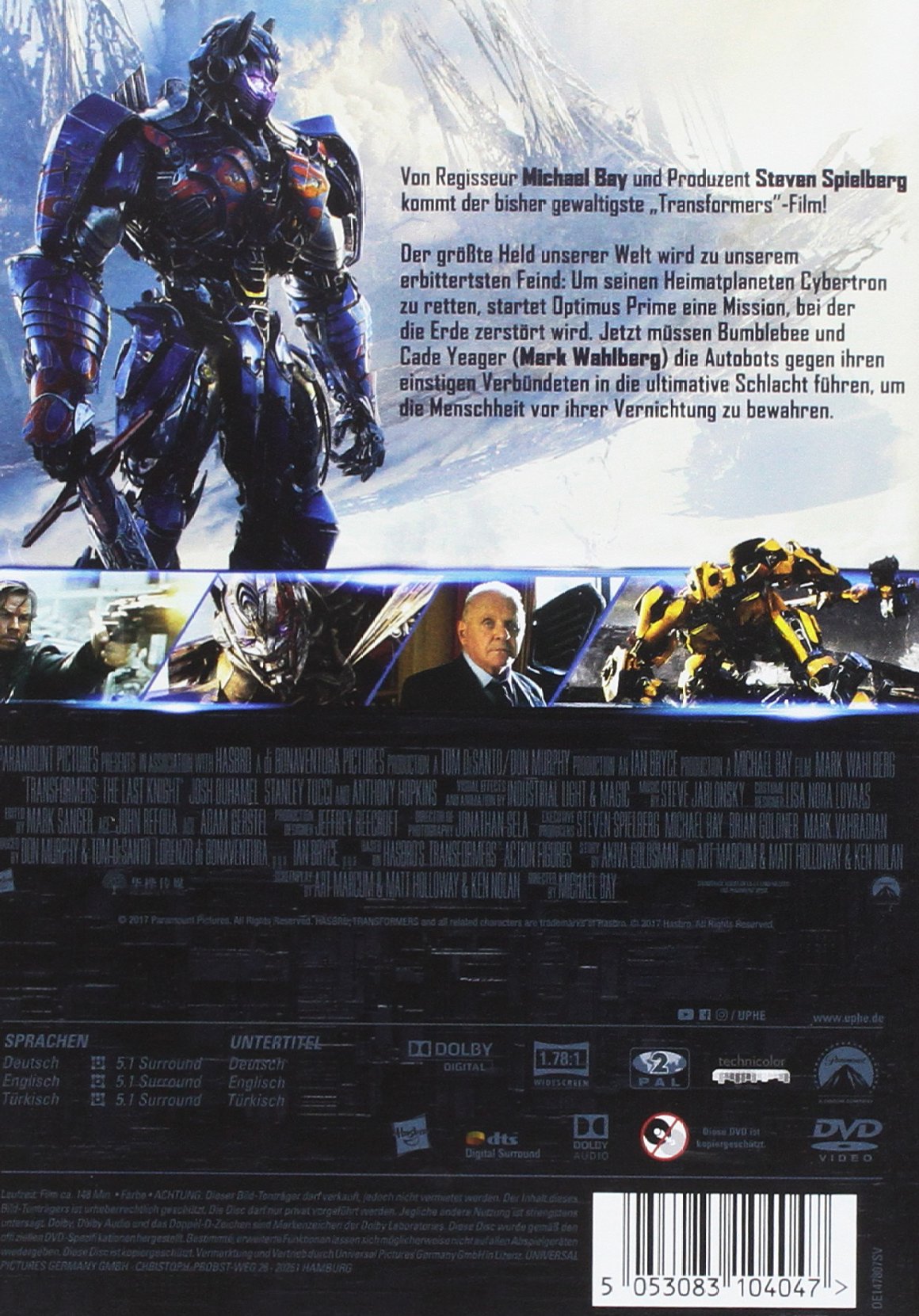 Transformers 5 The Last Knight film DVD edizione base