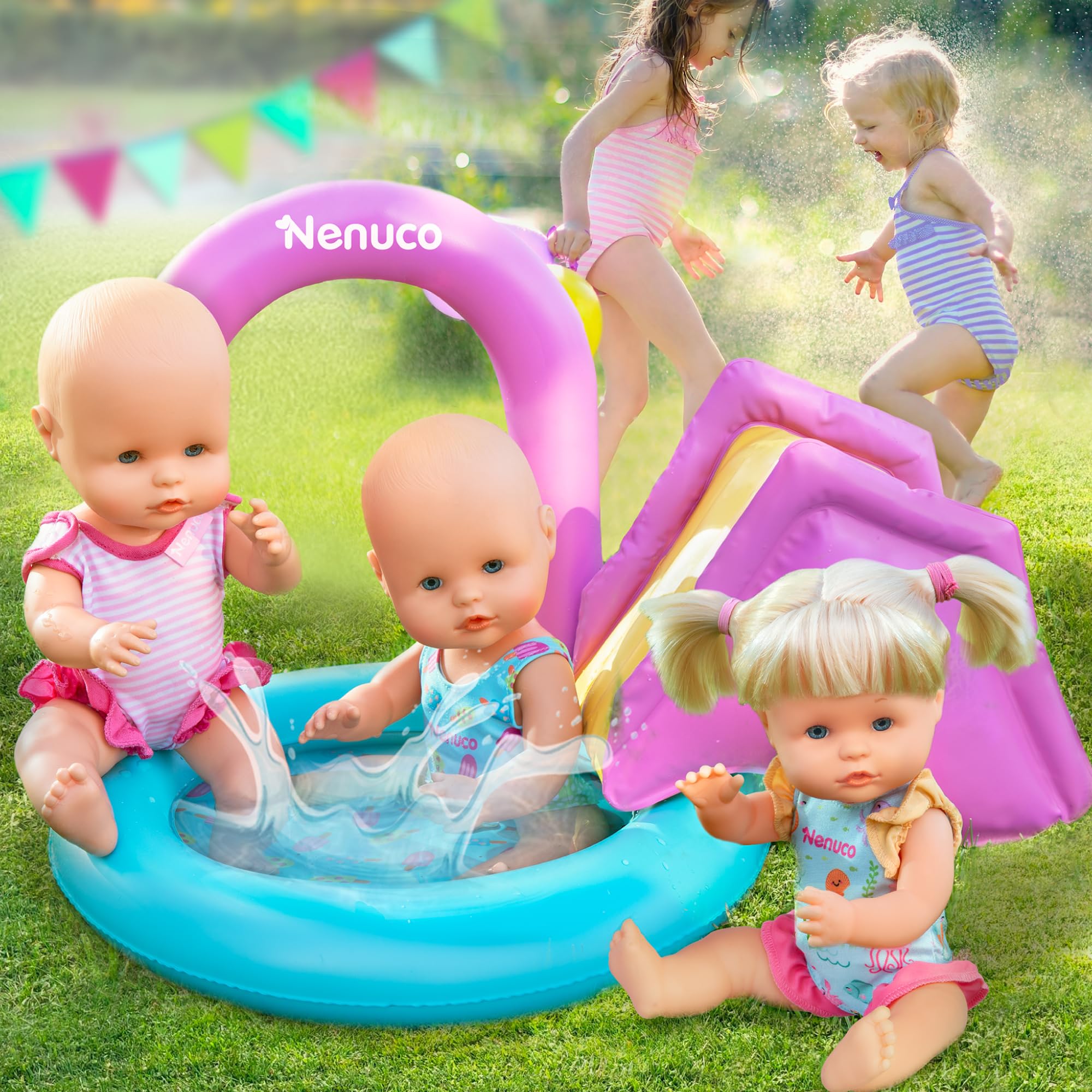 Nenuco Pool Party Festa in Piscina Bambola 35 cm con Scivolo