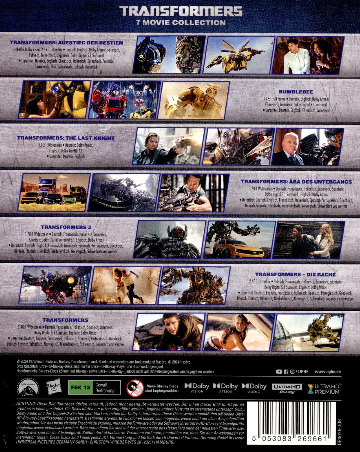 Transformers 7-Movie Collection 4K Ultra HD cofanetto 7 film