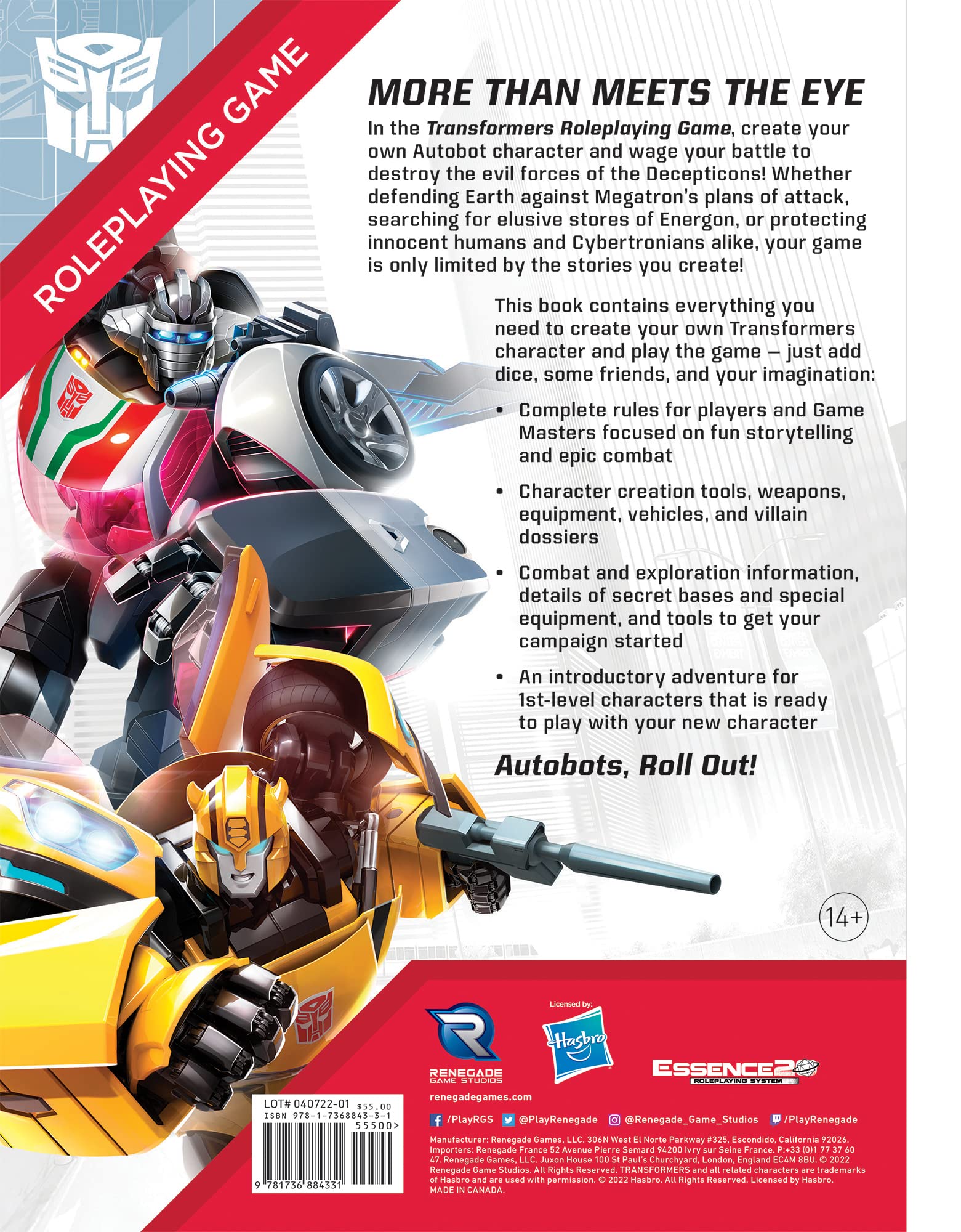 Transformers RPG Core Rulebook HC manuale gioco di ruolo