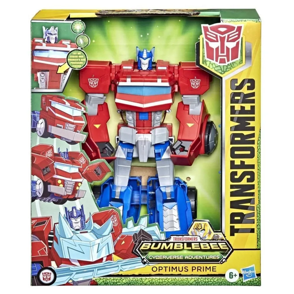 Transformers Cyberverse Optimus Prime action figure camion luci
