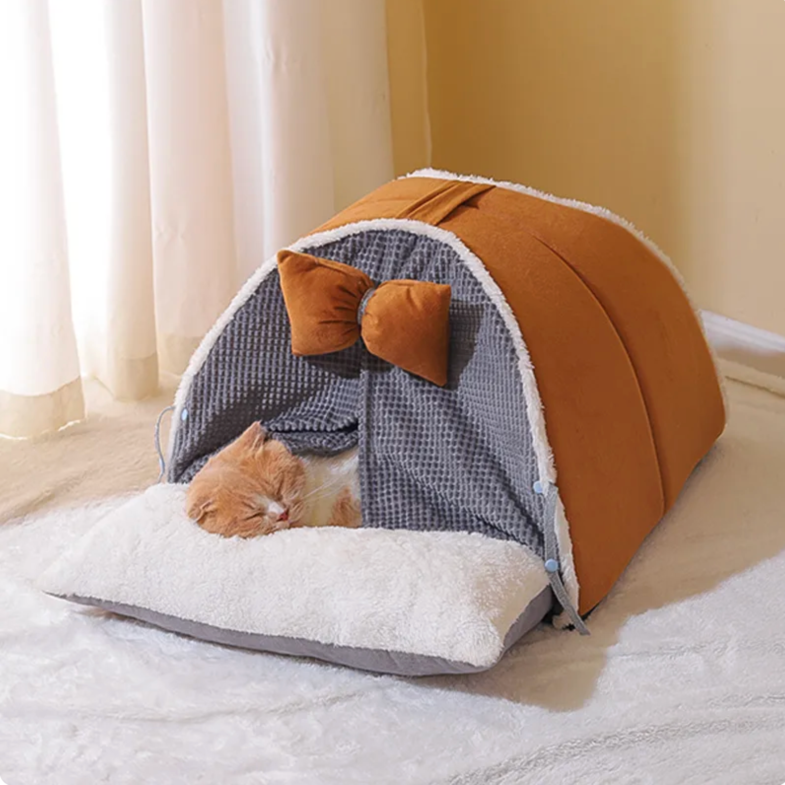 ToyalFriends Pet Beds tenda gatto M 65cm gialla casetta fiocco
