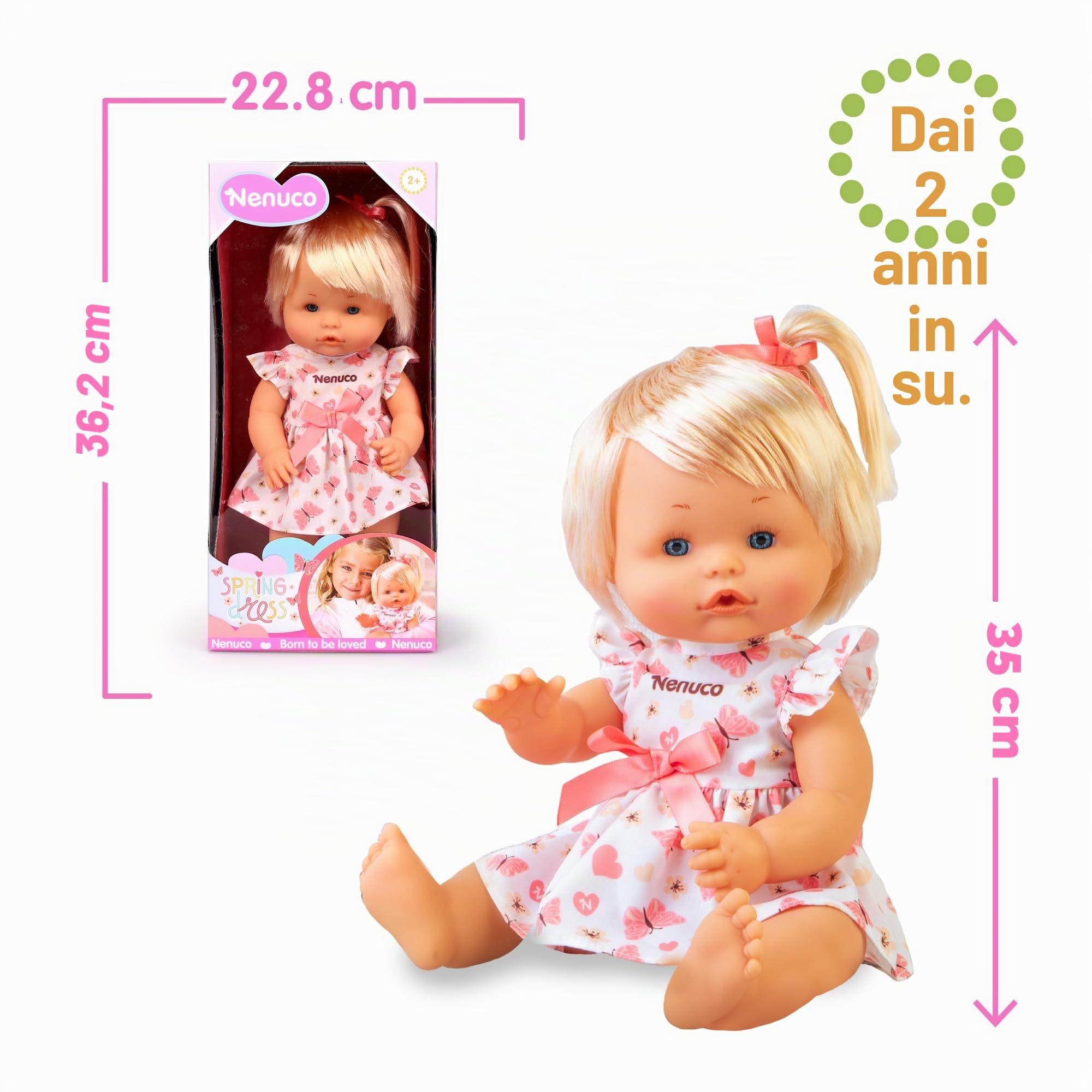 Nenuco Bambole bambola 35 cm vestito primaverile farfalle