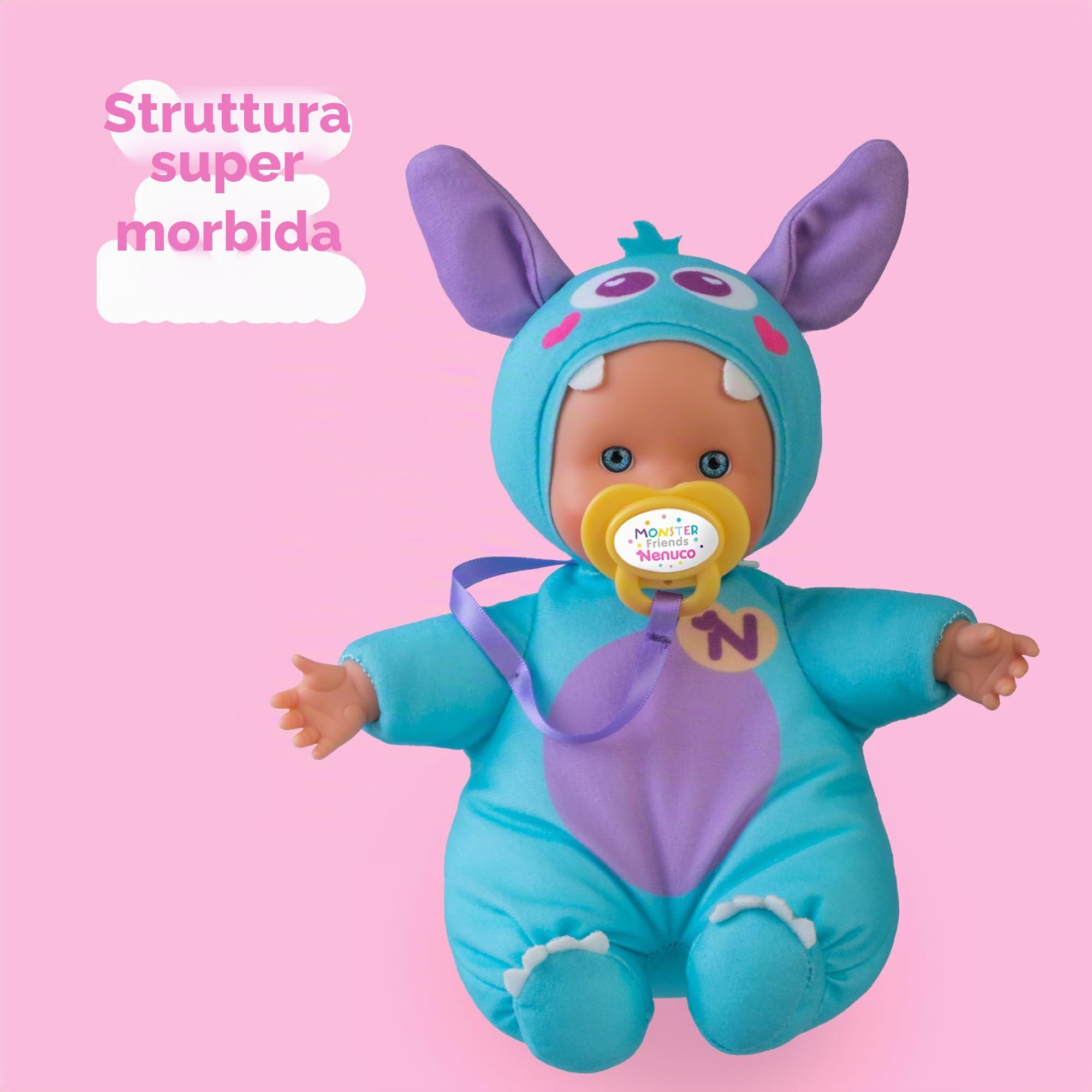 Nenuco Bambole Monster Friends Blu bambola 15 cm con ciuccio