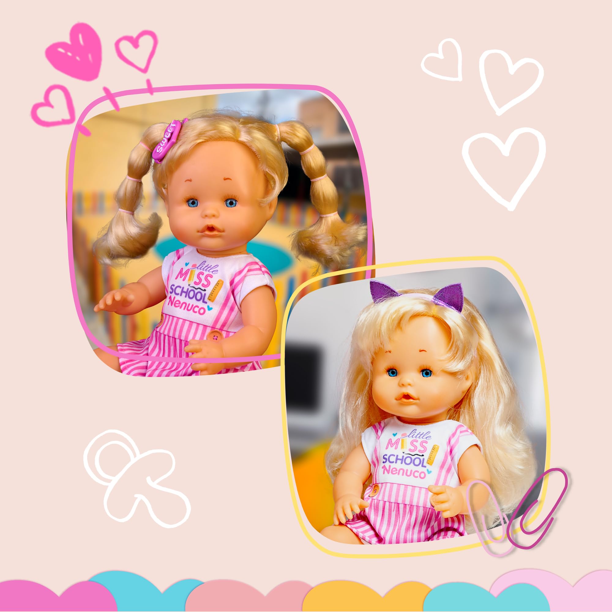 Nenuco School Hairstyle bambola 35 cm bionda con accessori