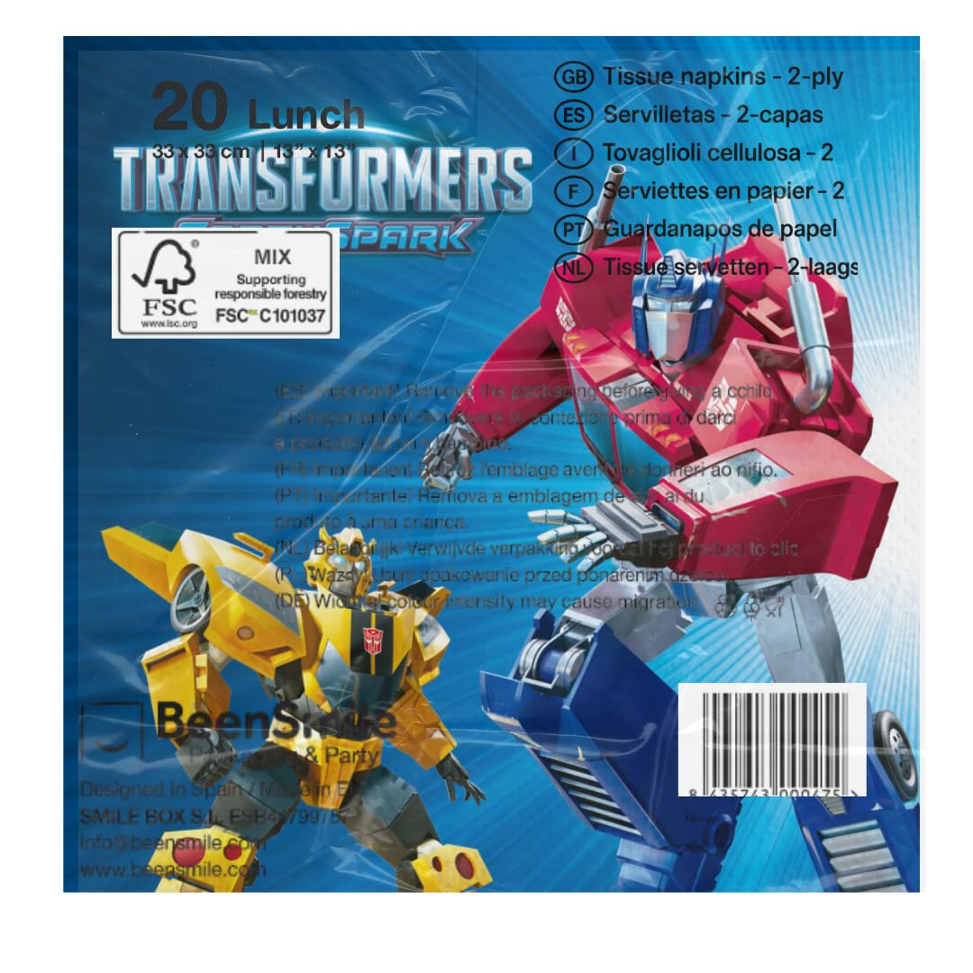 Transformers tovaglioli carta 33 cm 20 pezzi festa bambini