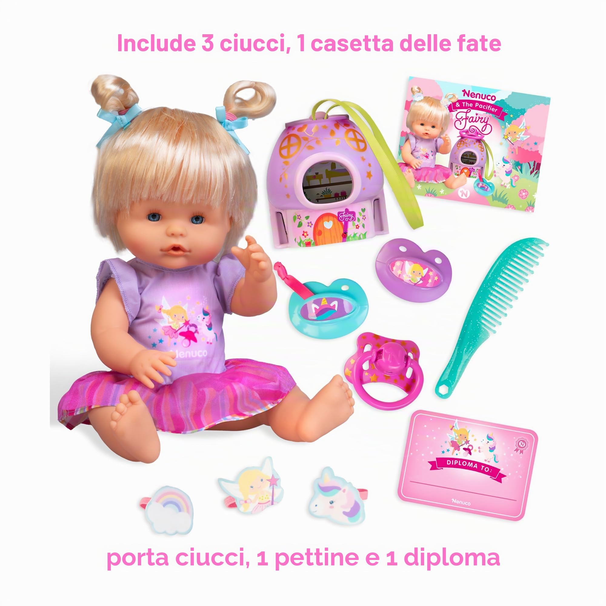 Nenuco Ciuccio Fatati bambola 35 cm bionda con accessori