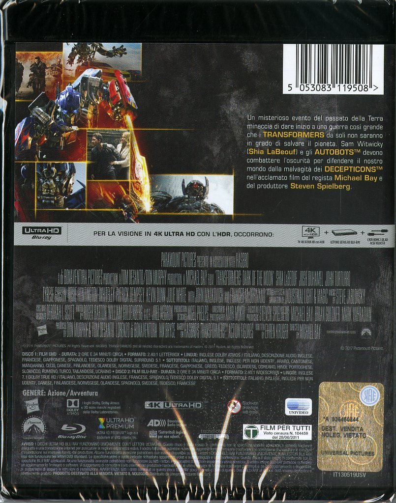 Transformers 3 film 4K Ultra HD + Blu-ray edizione combo