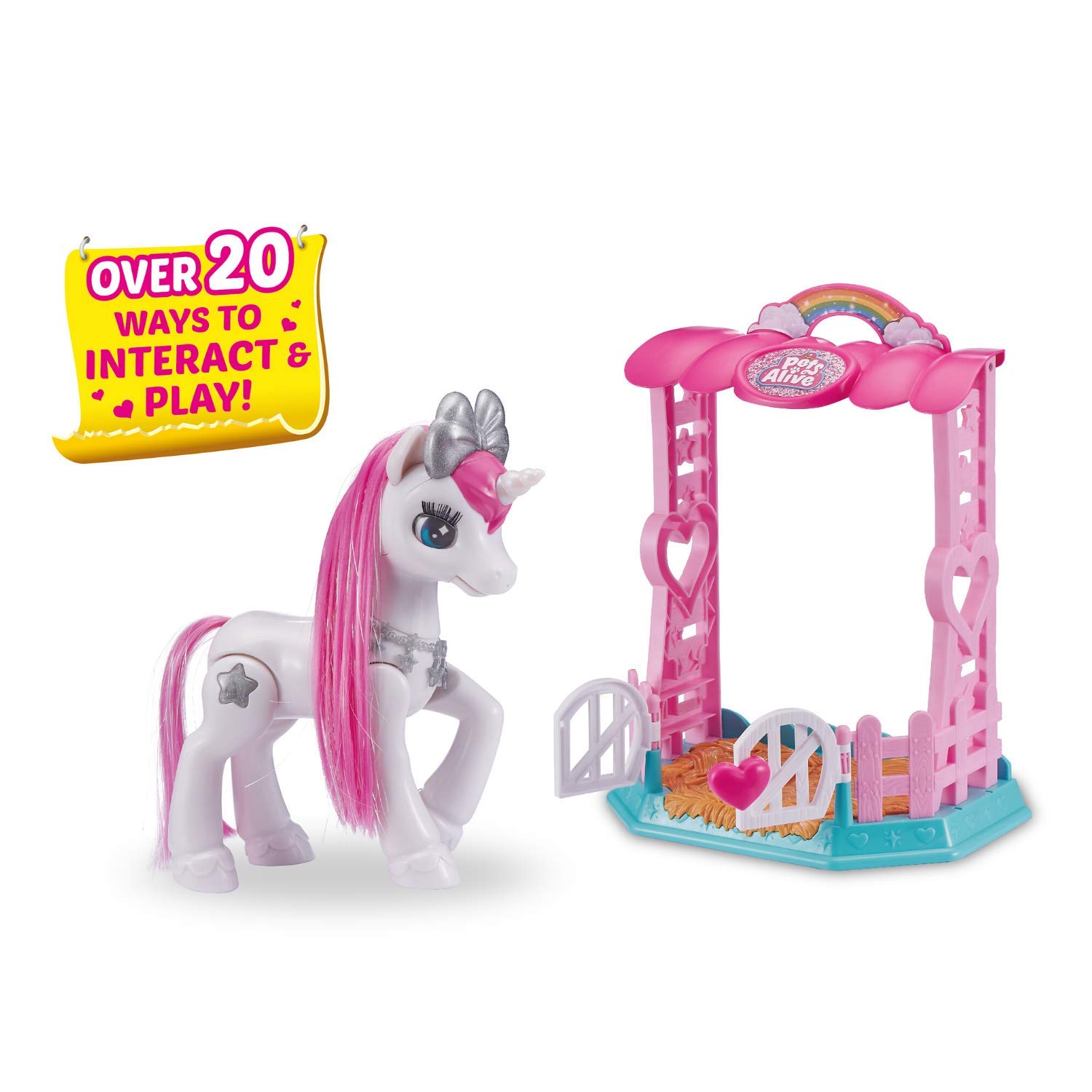 Pets Alive Unicorno peluche elettronico bianco rosa con luci