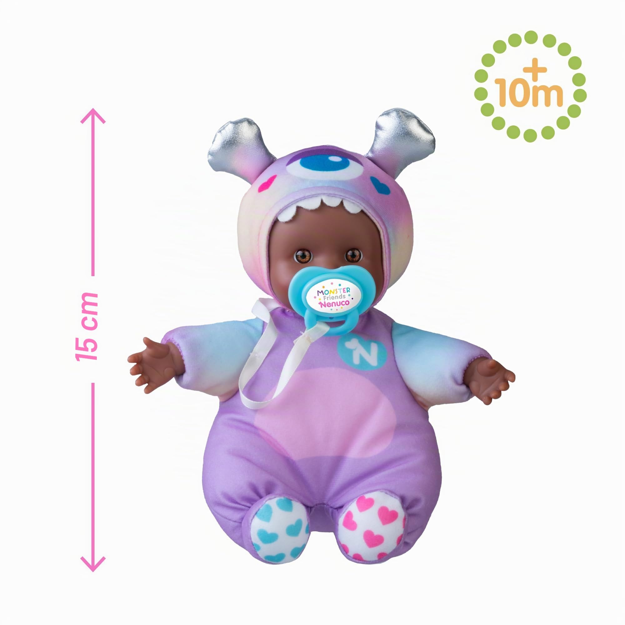 Nenuco Monster Friends Bambola Viola 15 cm con Ciuccio