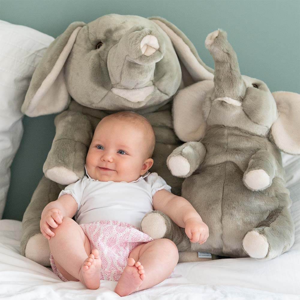 La Pelucherie Jungle Elefante Basile peluche 40 cm grigio