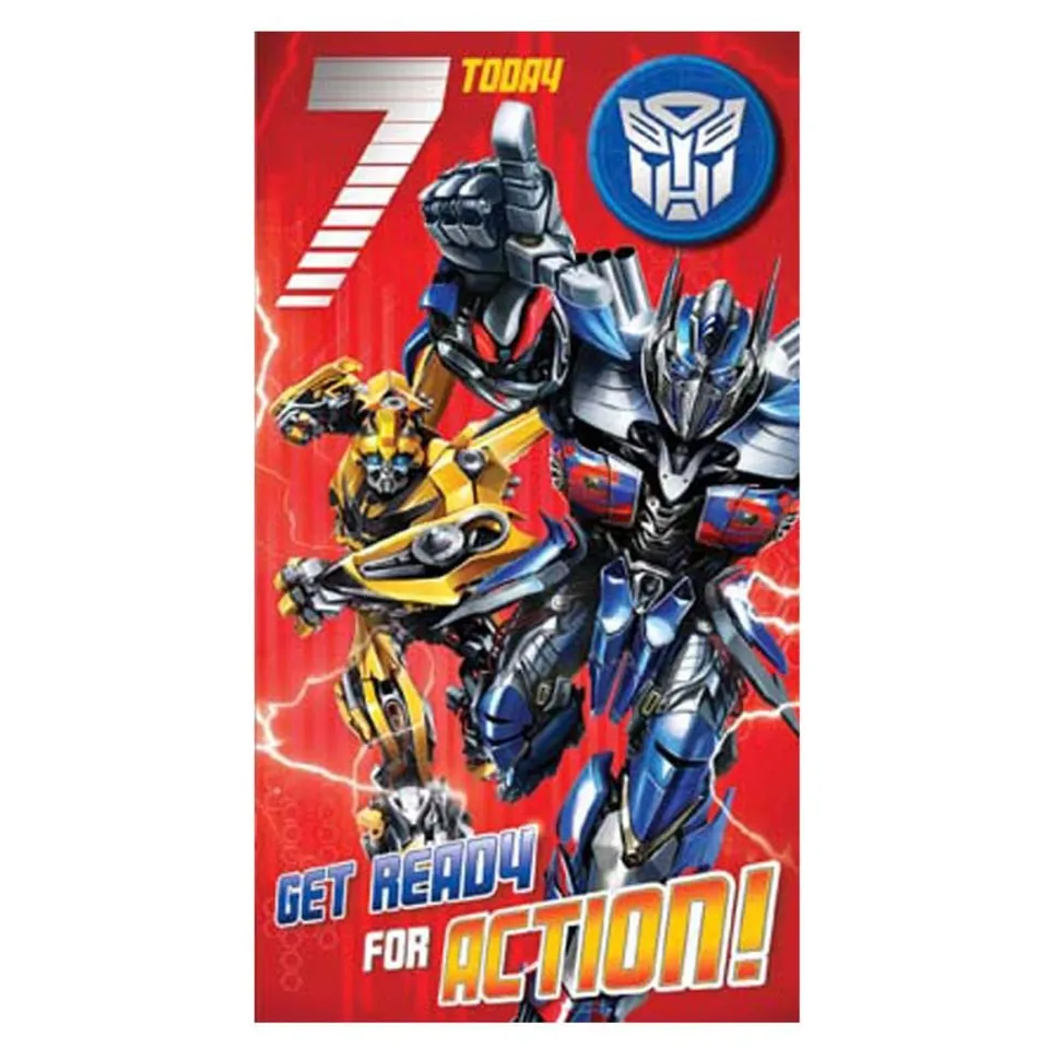 Transformers Biglietto auguri 7 anni con busta 22,9x12,7 cm