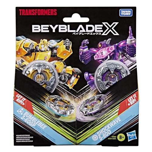 Transformers Beyblade X Bumblebee vs Shockwave trottole 2 pack