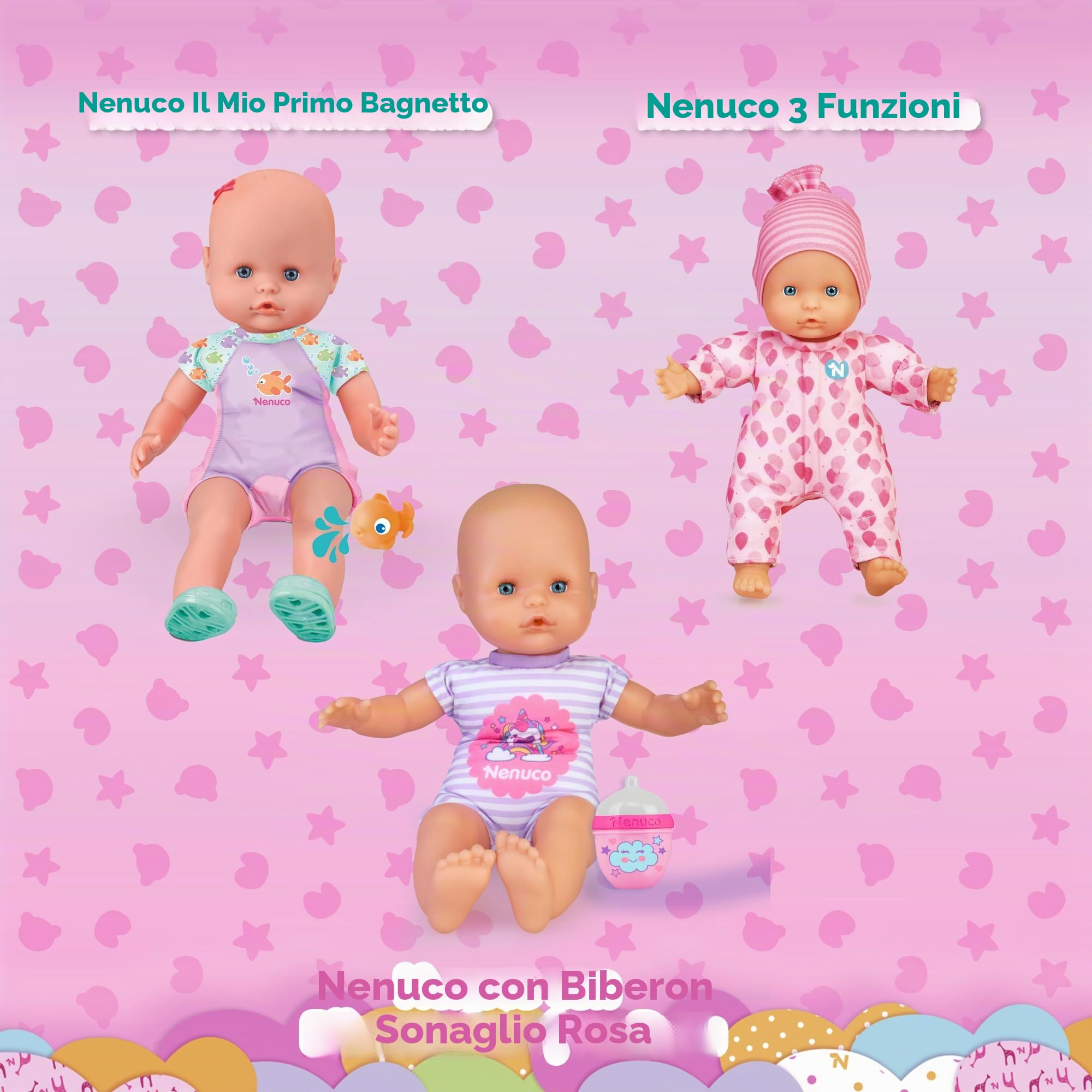 Nenuco Mio Primo Bagnetto Bambola Morbida 35 cm Costume Rosa