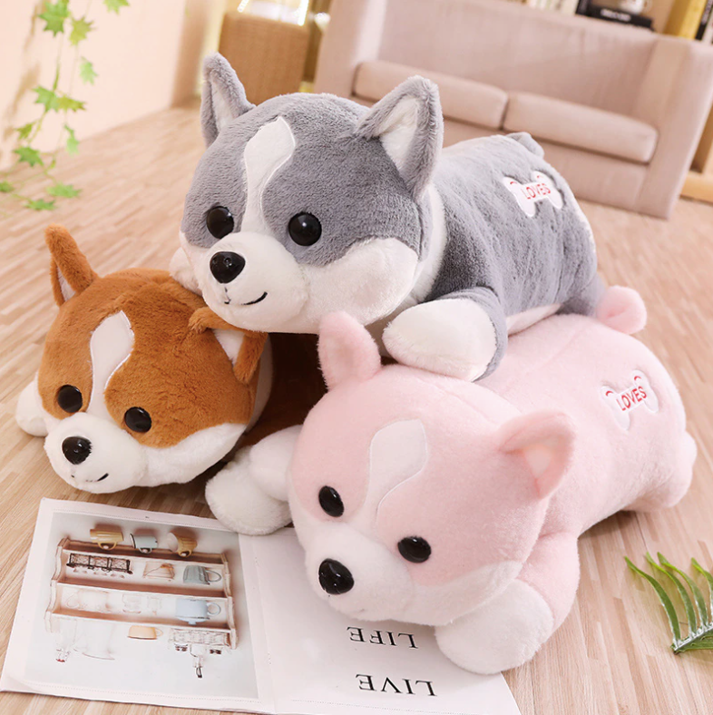 ToyalFriends Dogs Corgi Peluche Morbido 60cm Grigio Grande