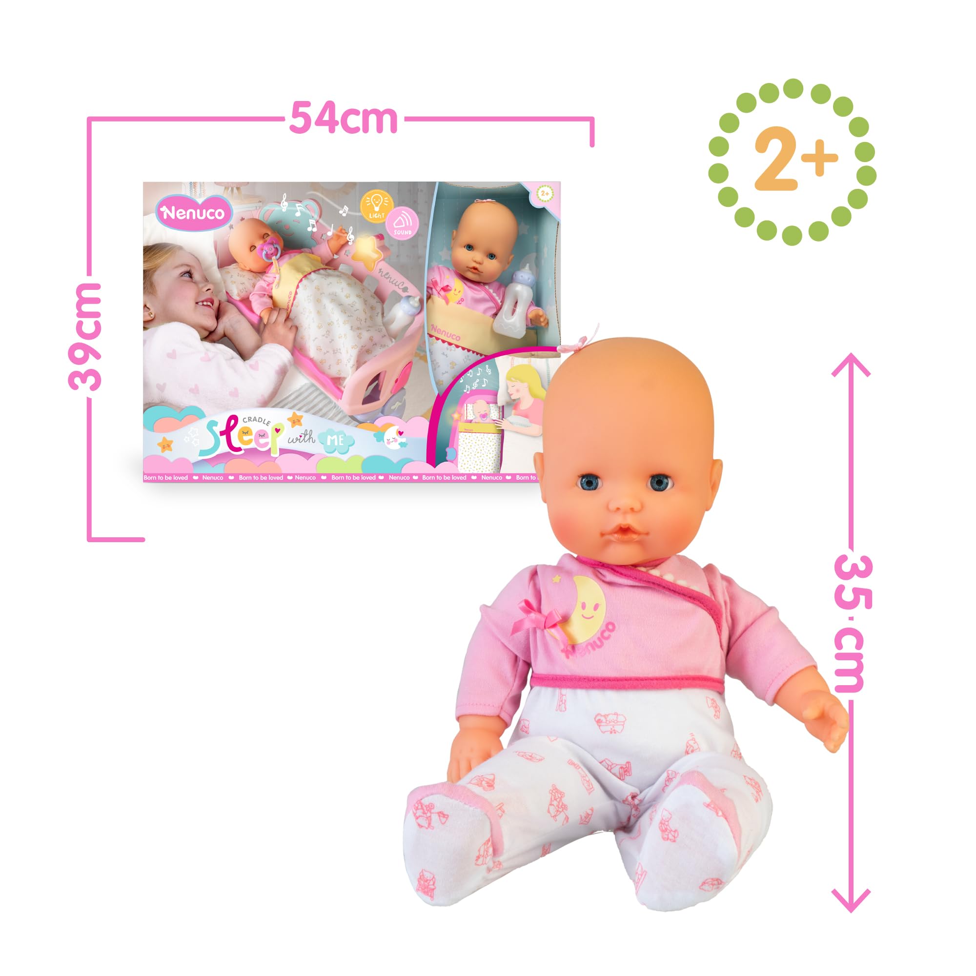 Nenuco Dormi con Me NFND1000 bambola 35 cm con culla 3 in 1