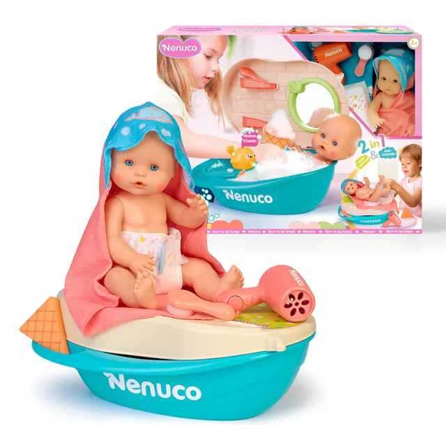 Nenuco Bagnetto Bolle bambola 35 cm con vasca 2 in 1