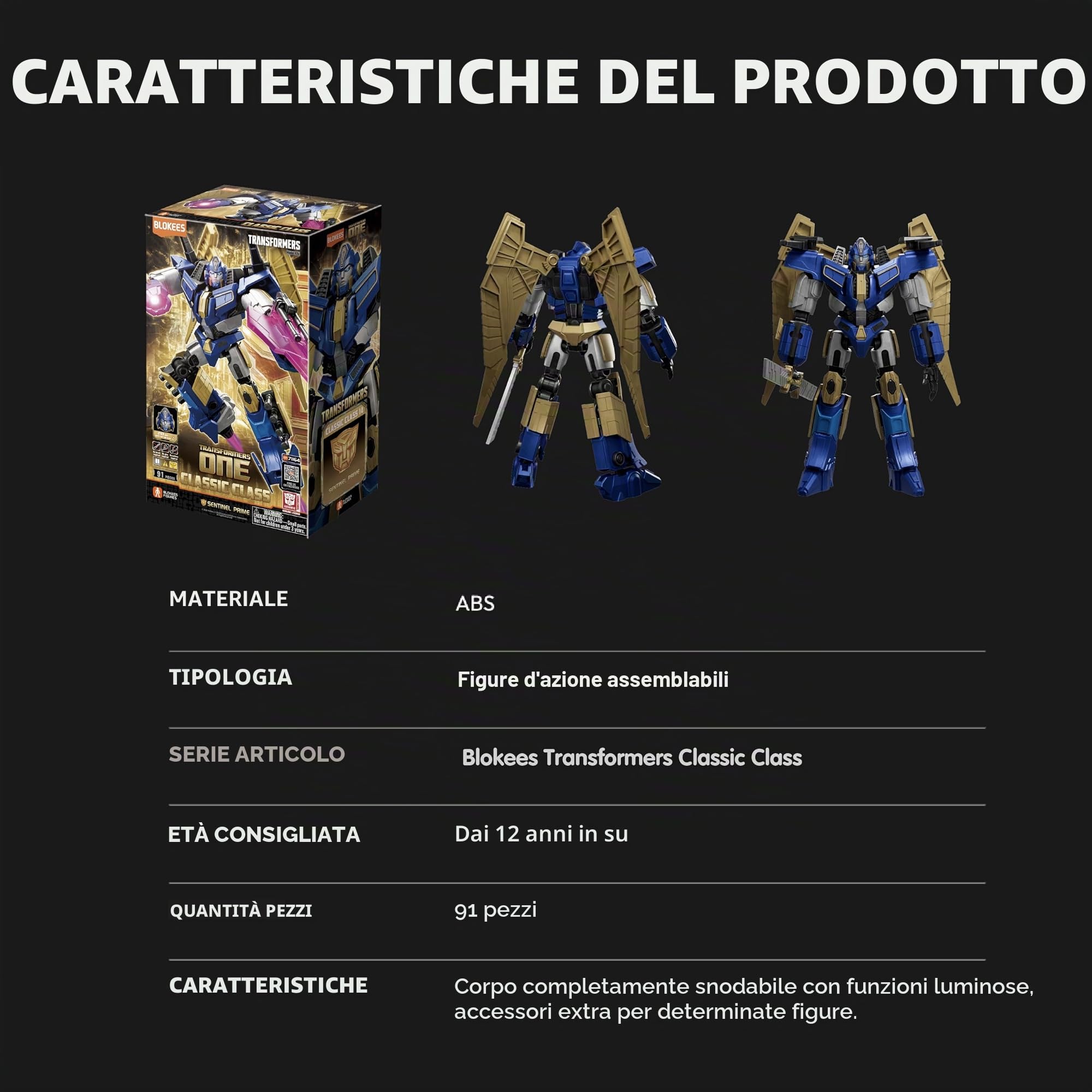 Blokees Transformers Sentinel Prime model kit 91 pezzi LED