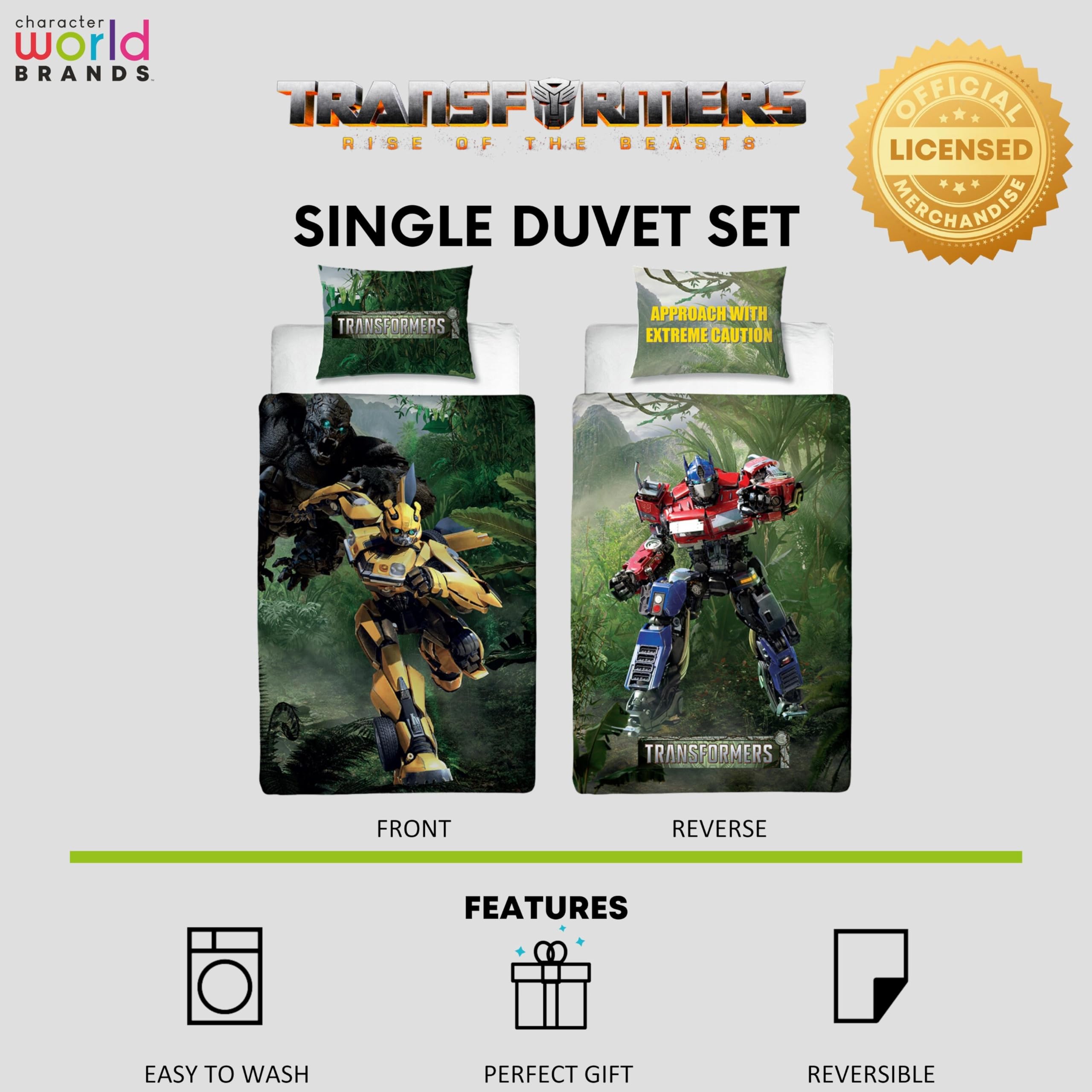 Transformers Character World set copripiumino singolo reversibile