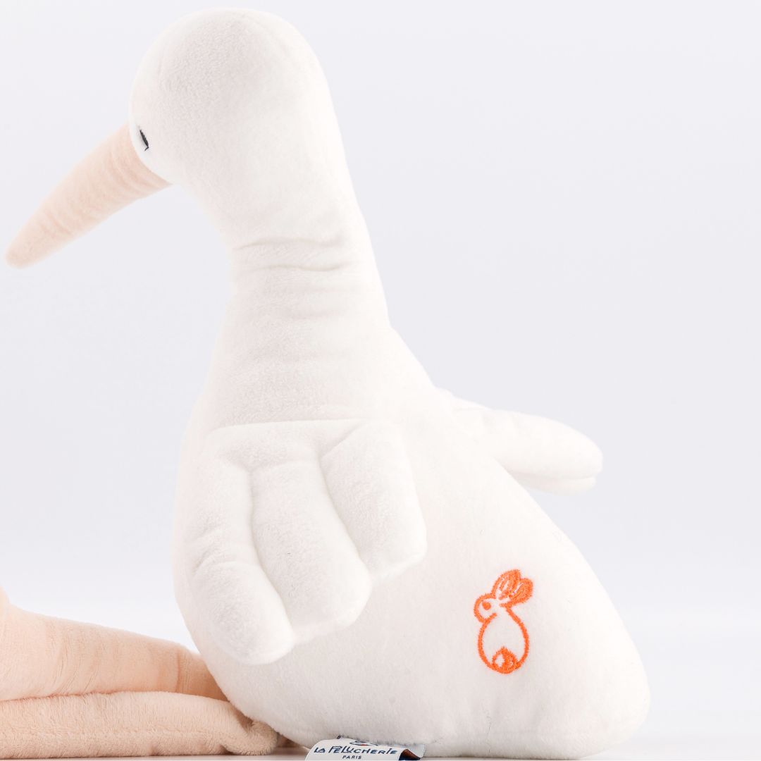 La Pelucherie Doudou Cicogna 38 cm Bianco
