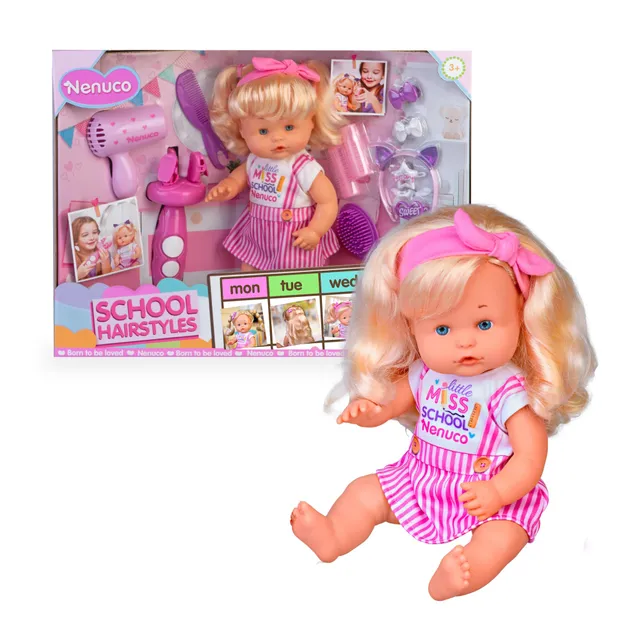 Nenuco School Hairstyle bambola 35 cm bionda con accessori