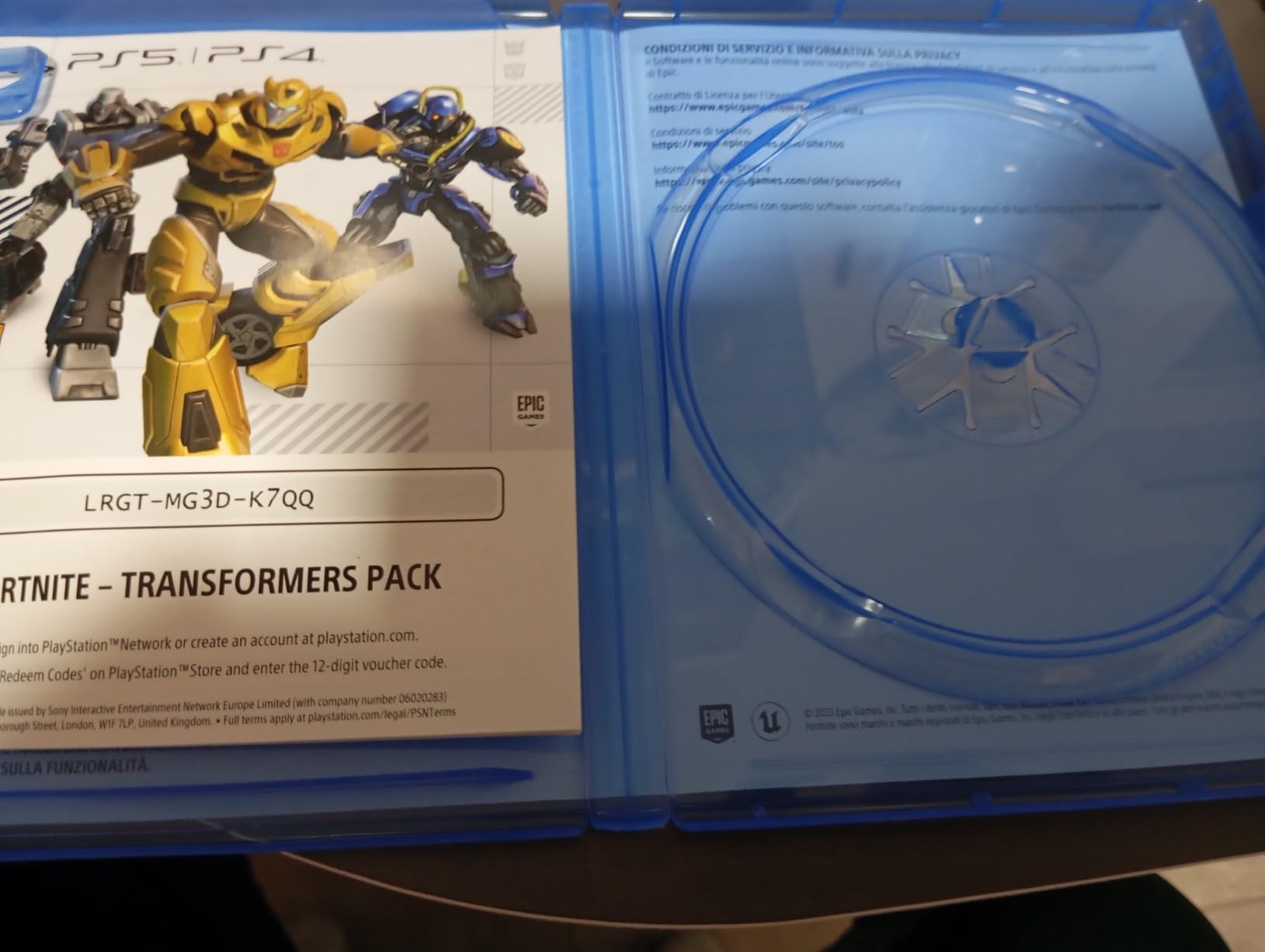 Fortnite Transformers Pack gioco PS4 Code in a Box PS4 V-Buck