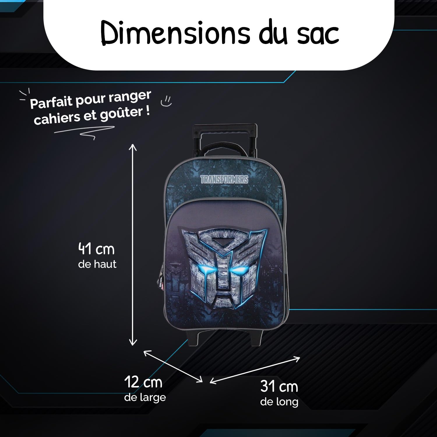 Transformers Nero zaino trolley scuola 32x45 cm poliestere