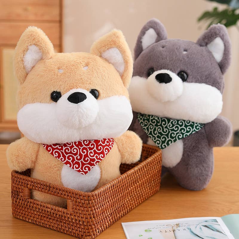 ToyalFriends Dogs Shiba peluche cane marrone 50cm sciarpa verde