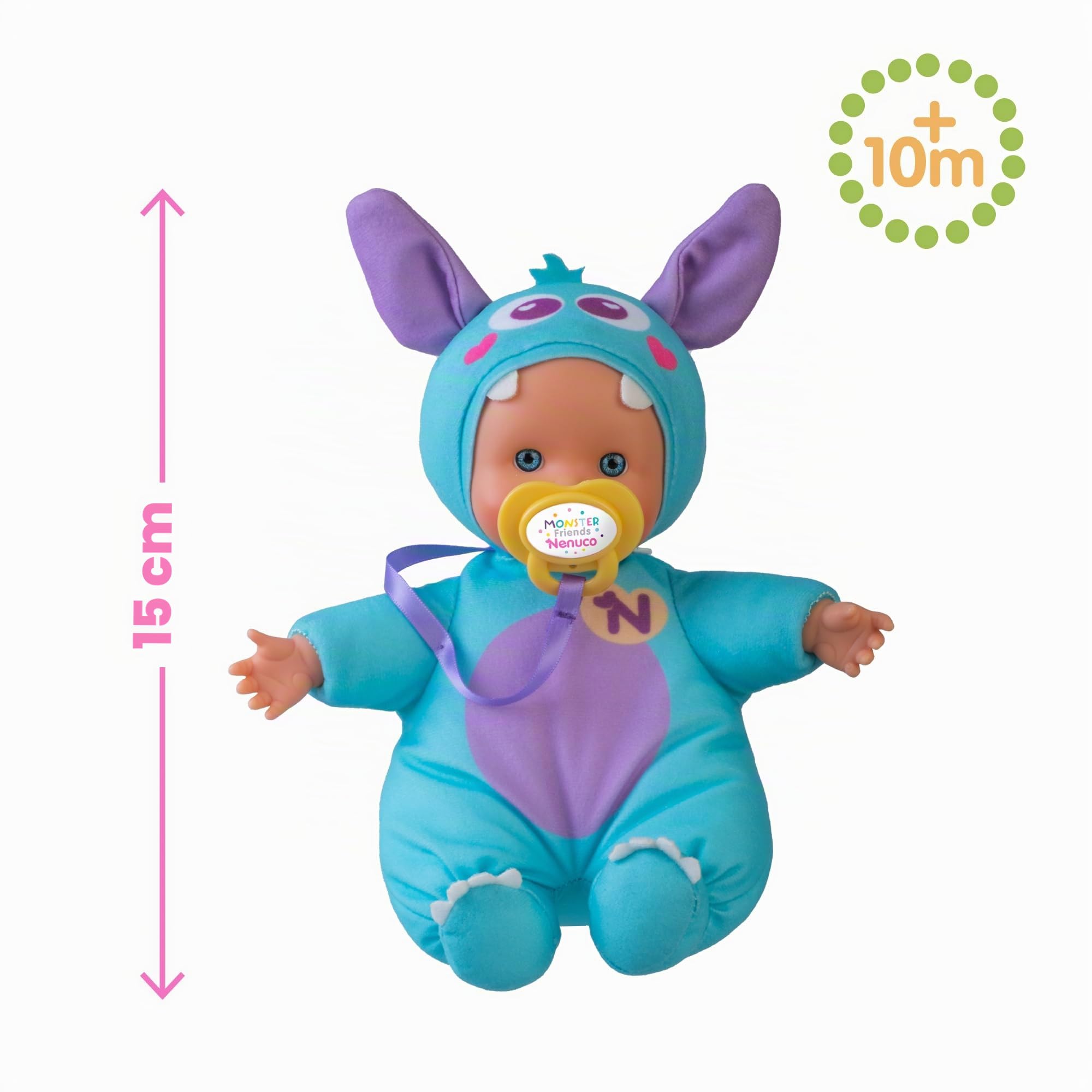 Nenuco Bambole Monster Friends Blu bambola 15 cm con ciuccio