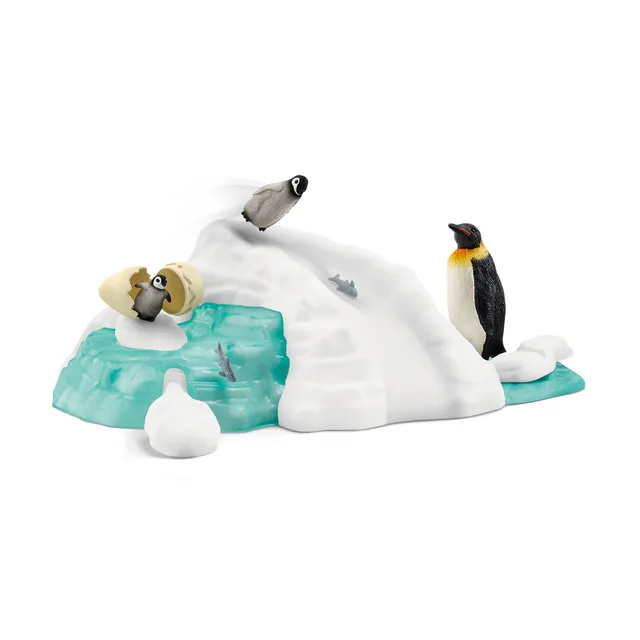 Schleich Wild Life Famiglia di pinguini set giocattolo scivolo ghiaccio