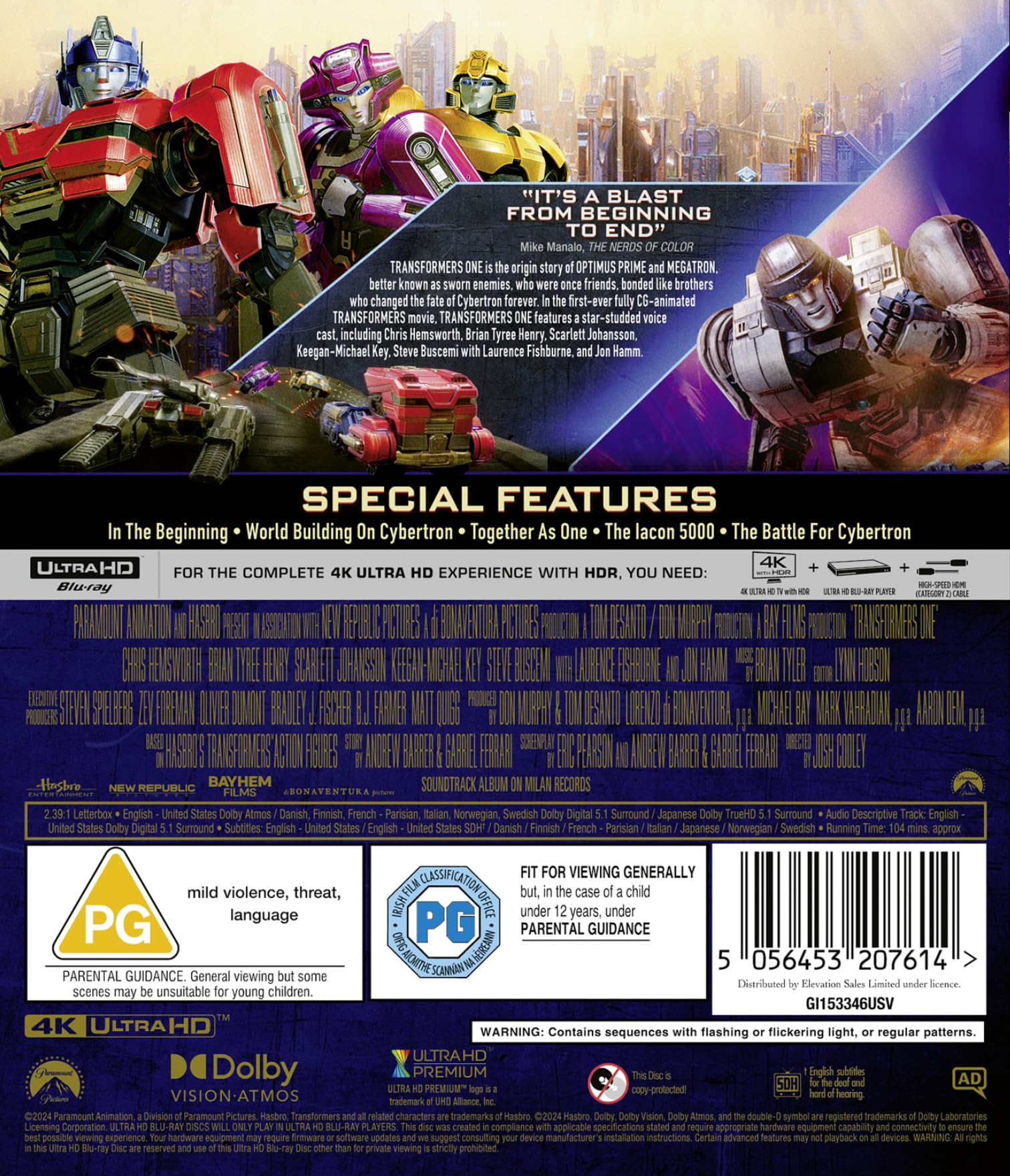 Transformers One 4K UHD Blu-ray film animazione origine Cybertron