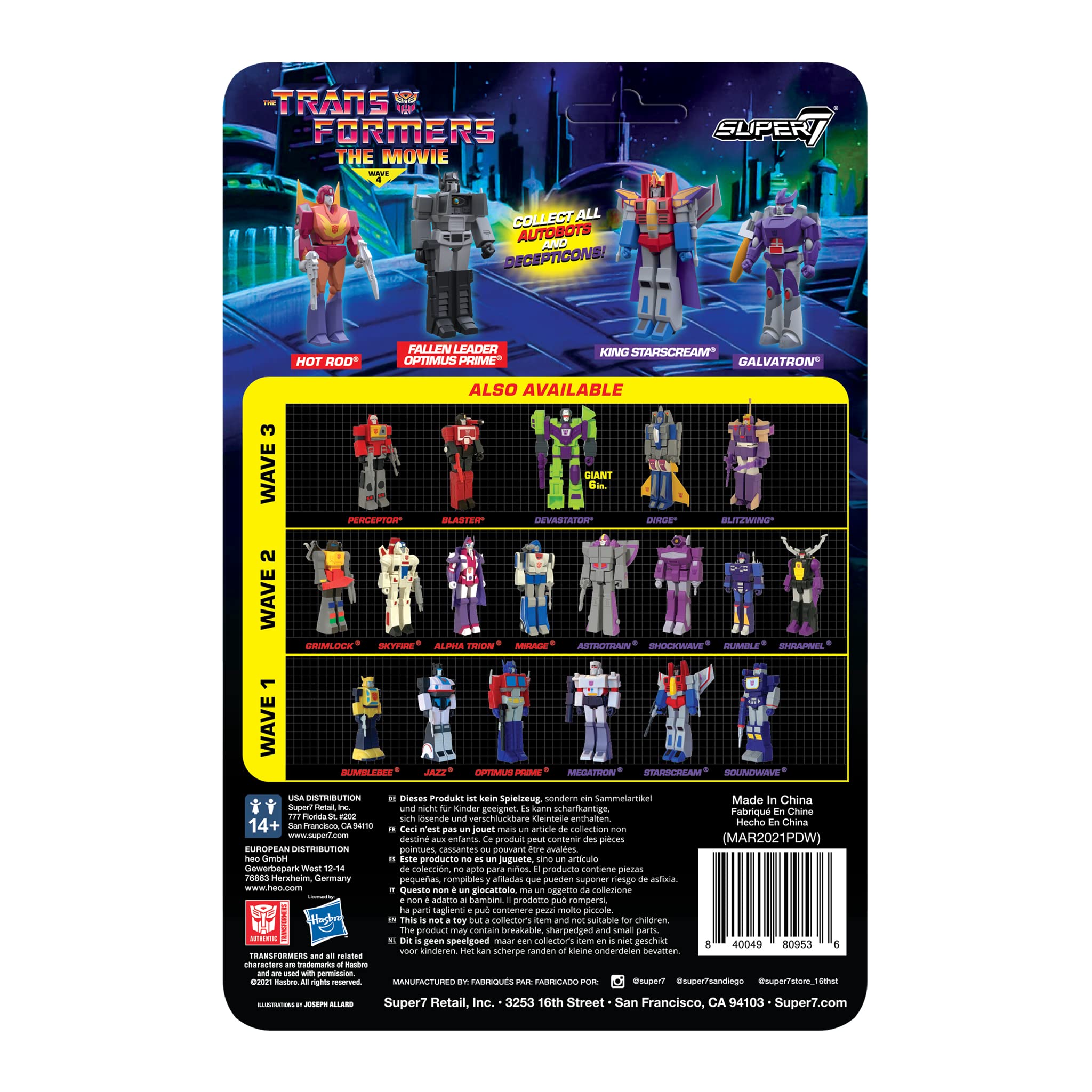 Super7 Transformers Dead Optimus ReAction retrò 9,5 cm