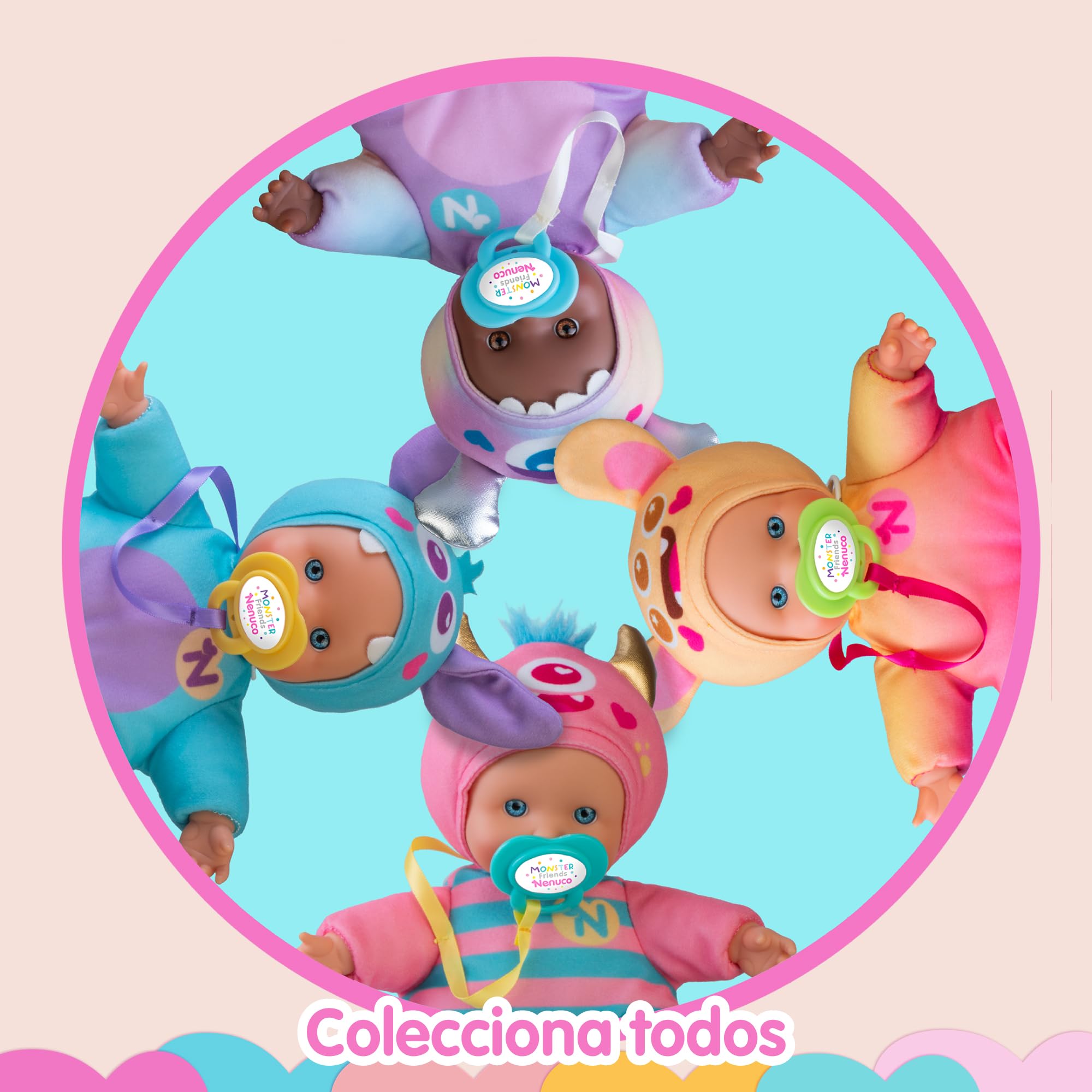 Nenuco Bambole Monster Friends Blu bambola 15 cm con ciuccio