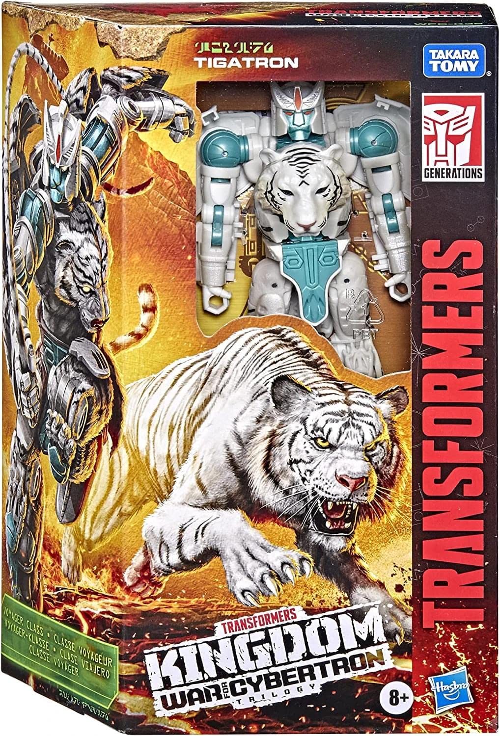 Transformers Kingdom Tigatron action figure Voyager tigre bianca