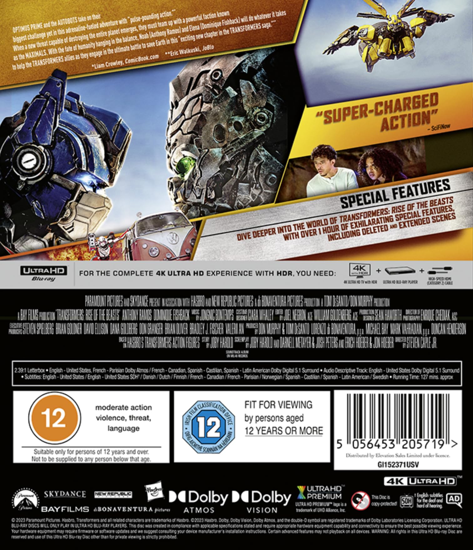 Transformers Rise of the Beasts film 4K UHD + Blu-ray