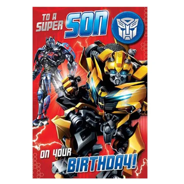 Transformers biglietto compleanno figlio 22x15 cm con busta