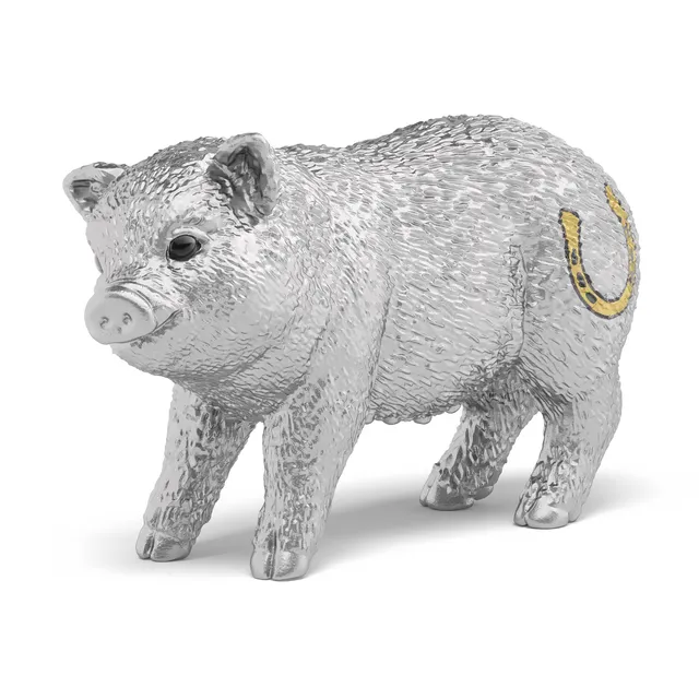Schleich Farm World Maialino Argento Portafortuna figura