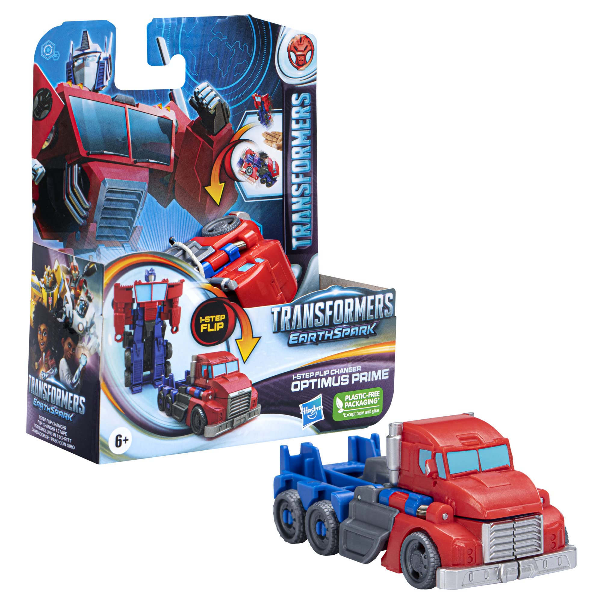 Transformers EarthSpark Optimus Prime action figure 10 cm lancio